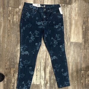 Seven7 Dark Blue Floral Jeans
